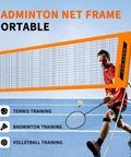 Portable Badminton Net Set With Adjustable 8.9 Ft Height Foldable Outdoor Indoor Net System for training