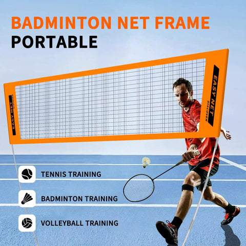 Portable Badminton Net Set With Adjustable 8.9 Ft Height Foldable Outdoor Indoor Net System for training