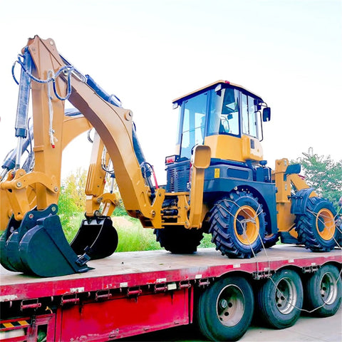 Towable Mini Digger For Demolition Tasks And Farm Projects on trailer, compact excavator with synchronized hydraulic system