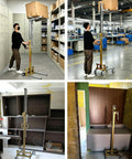 Top Rated Portable Material Lift With Manual Winch Stacker And Forks used for lifting boxes in warehouse and installation settings.