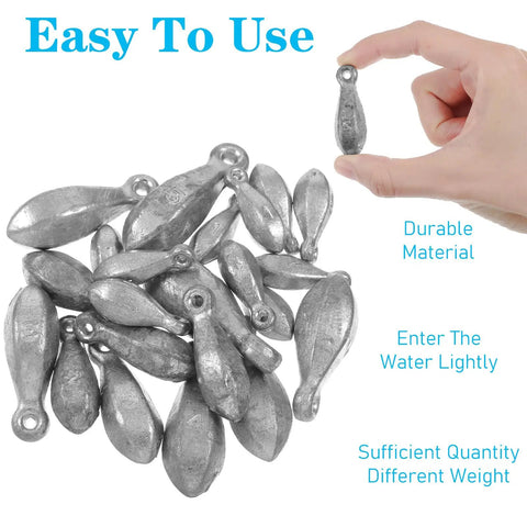 22 Piece Fishing Weights Sinkers Kit For Saltwater And Freshwater Fishing Lead Bank Sinkers In 1oz 2oz 3oz 4oz 5oz Rust Resistant Teardrop Design Made From High Density Heavy Metal For Strong Casts And More Accurate Presentations