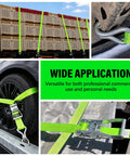 Badass 2 Inch Ratchet Tie Down Straps Heavy Duty Cargo Straps Packed With Double J Hook And 15 Foot Length on a truck securing cargo.