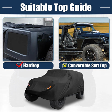 Outdoor Heavy Duty Car Cover For Jeep Wrangler 4 Door JK JL TJ YJ From 2007 To 2021 Waterproof Dust Wind Snow Protection