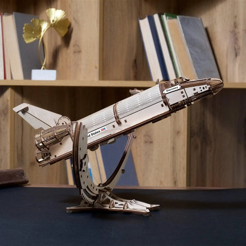 NASA Space Shuttle Discovery 3D Puzzle Kit Mechanical Model With Realistic Details Hands On Build For Adults And Kids Fun Educational Space Toy For STEM Fans Eight Point Nine Inch Tall When Assembled on stand