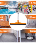 Heavy-Duty Floor Squeegee With 62-Inch Adjustable Handle And EVA Foam Blade for cleaning pool, shop, deck, shower, kitchen, garage