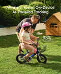 Father assisting child on bike, monitored by SoloCam S340 4 Cam Kit With HomeBase S380 Solar Powered Wireless Outdoor Cameras.