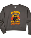 Funny Forklift Operator Crop Sweatshirt For Warehouse Crew And Logistics Team with lifting and drifting design.