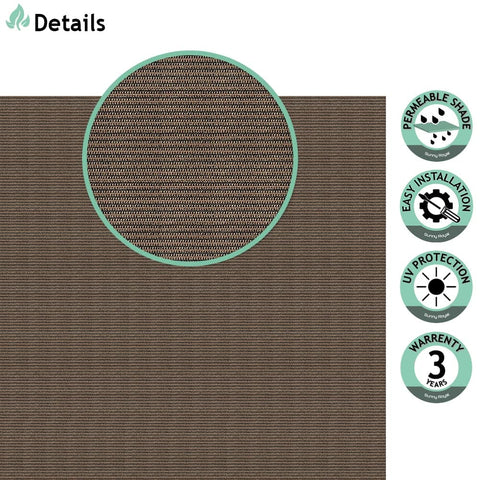Close-up of 8x50 Sun Shade Fabric Roll UV Blocking Shade Cloth For Outdoor Patio Backyard Garden Brown Breathable Permeable Material