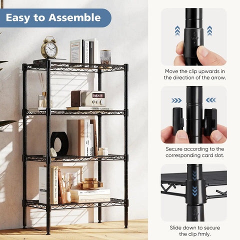 Powerhouse Four Tier Metal Storage Shelves, Bulletproof Steel Garage Rack With Adjustable Height For Pantry Or Workshop, Rock Solid Design And Zero Wobble Supports Two Hundred Pounds Per Shelf