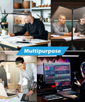 Multiple workspaces with Double Head LED Desk Lamp For Home Office With Auto Dimming And Timer, diverse desk tasks shown