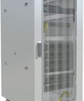 Heavy Duty 42U Server Cabinet With Smooth Rolling Casters Locking Door LCD Screen Cooling Fans Smart Thermo System Plug And Play Powerbar Top Shelf Adjustable Mounting Rails Badass Setup For Rack Hardware 24 X 35 X 84 Inches side view