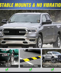 Dodge Ram with ditch light brackets for hood hinges mounts, showcasing stable offroad use in various conditions.