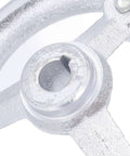 Close-up of Lathe Hand Wheel 100mm 3 Spoke With Revolving Handle Cast Iron Chrome Plated for precise machine adjustments