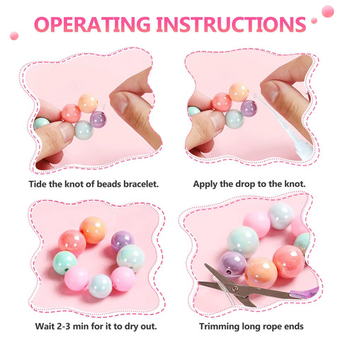 Step-by-step guide to using Bracelet Glue For Elastic String Keeps Knots Tied Right And Prevents White Residue for clay beads.