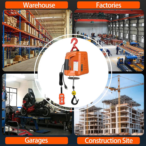 Electric Hoist Winch 1100 Lbs Capacity For Garage And Workshop 25 Ft Lift 110V Power Beefy Lifting For ATV Recovery And Machinery Safer Faster Than Manual Come Along Winches used in warehouse, factory, garage, and construction site