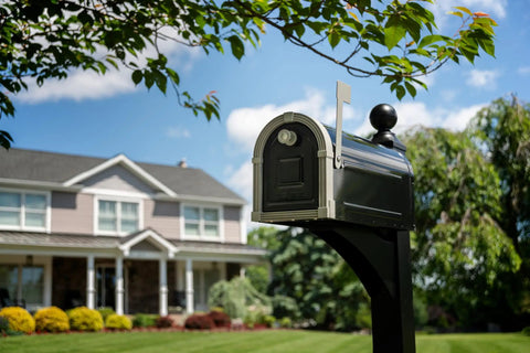 Large Steel Post Mount Mailbox In Black With Brushed Nickel Finish Built Tough Weatherproof Outdoor Mailbox For Year Round Use Spacious Curbside Mailbox For Mail And Packages