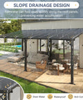 10 Ft By 20 Ft Lean To Gazebo With Hardtop Metal Pergola And Polycarbonate Roof, Wall Mounted Heavy Duty Awnings on patio
