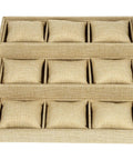 Secure Your Watch Stash With This Dope Nine Grid Linen Watch Tray Organizer Featuring An Ultra Soft Interior Jewelry Display Plate That Keeps Your Gear Safe And Ready For Flexing Any Day with khaki compartments.