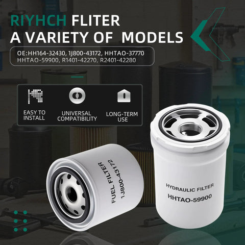 Kubota L4701HST All-In-One Maintenance Filter Kit With Oil Filter HH164-32430 and Fuel Filter 1J800-43172 displayed