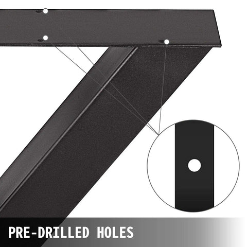 Pre-drilled holes on Beefy Pair of Heavy Duty Steel Table Legs, 28 Inch High by 31 Inch Wide X Frame 3.1 Inch Square Box Legs