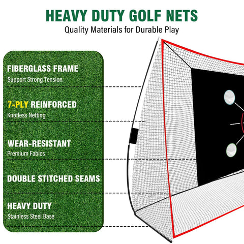 Backyard Golf Net 10x7 Ft With Practice Mat Hitting Aid Net With Multi Target Pockets For Driving And Chipping Drills, Detail
