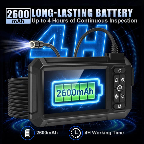 1080P Endoscope Camera With Light And 4.3 Inch IPS Screen For Real Time Inspection HD Borescope With Flexible Probe Handy On Device Display, 2600mAh battery