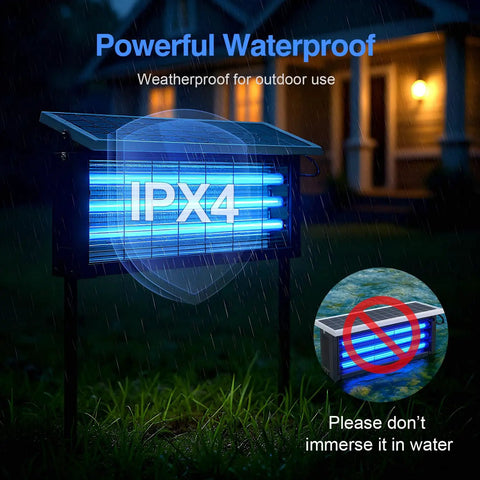 Beast Mode 30W Outdoor Bug Zapper With 3500V Shock Waterproof And Rechargeable Mosquito Killer in garden at night