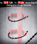 Heavy Duty Fire Extinguisher Replacement Straps 4 Pack, Black Rubber Quick Release Straps For Wall Mount Brackets, Fits 2.5 Lbs And 5 Lbs Extinguishers, Great For Truck RV Boat And Home, Secure Hold Every Time showing installed on bracket