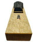 KANNA Japanese Manual Smoothing Block Plane 60mm with white oak body and black blade, front view for woodworking.