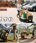3 In 1 Aluminum Folding Hand Truck Dolly Cart With Wheels in use for groceries, hiking gear, and gardening