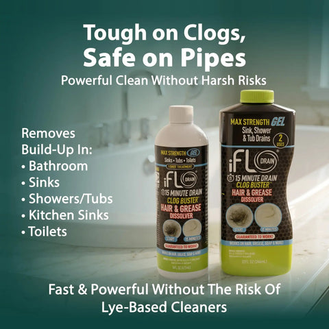 15 Minute Drain Cleaner Gel That Tackles Stubborn Clogs Fast Acting For Kitchen Sink, Bathroom, Shower And More bottles