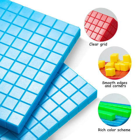 Plastic Base Ten Blocks Set For Hands On Math Learning Place Value Blocks And Counting Cubes For Second Grade Classrooms detail view