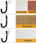 Beefy Heavy Duty Metal Wall Hooks Set Six Pack For Garage Organization And Storage Large Utility J Hooks for various wall types