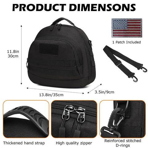 Dimensions of Padded Scuba Regulator Bag with 7mm Foam Padding, Shockproof Nylon Dive Gear Case, shoulder strap, and patch.