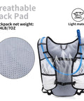 Ultra Lightweight Hydration Backpack For Women With 1.5L Water Bag No Bounce Running Vest with breathable back pad detail