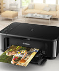 Wireless All In One Color Inkjet Printer With Mobile And Tablet Printing, Auto Duplex Scanning, Compact Home Office Gear, Alexa Compatible, Smooth Plug And Play Setup For Real Photos, Sweet Results You Gonna Love Every Time printing a colorful photo of a child.