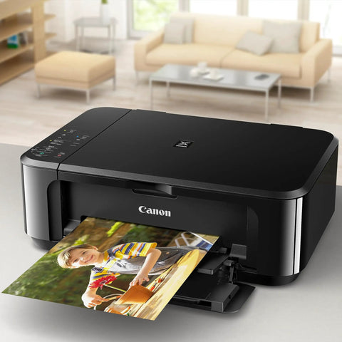 Wireless All In One Color Inkjet Printer With Mobile And Tablet Printing, Auto Duplex Scanning, Compact Home Office Gear, Alexa Compatible, Smooth Plug And Play Setup For Real Photos, Sweet Results You Gonna Love Every Time printing a colorful photo of a child.