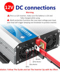 Badass 2000 Watt Power Inverter 12V DC To 110V AC With 4000 Peak Amps showing DC connections and installation details.
