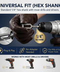 Heavy Duty Electric Drill Wire Twisting Tool With 1/4 Inch Hex Shank shown with standard hex shank fitting into drill.