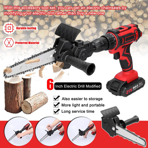 Straight Up Best Electric Chainsaw Attachment Modifies Standard Drills Into A Badass 6 Inch Power Cutter for wood cutting.