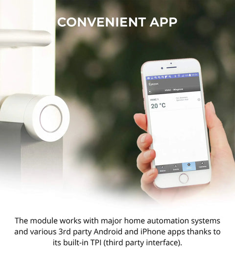Smartphone showing app for EVL 4EZR IP Security Interface Module for DSC and Honeywell Alarm Systems Alexa Compatible