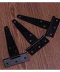 Heavy Duty Rustproof Iron Galvanized T Hinge 4 Pack For Home Fence Garden Shed Doors Triangle Style Black 8 Inch