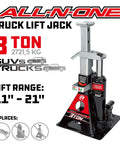 Powerbuilt 3-ton all-in-one hydraulic bottle jack with built-in jack stand; black base and silver lifting post, 11-21 in lift range