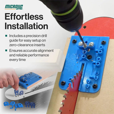 Rock Solid Full Kerf Table Saw Splitter For Zero Burn Wood Cutting Anti Kickback Safety Guard with precision drill guide.