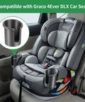 2 Pack Backup Cup Holder For 4Ever DLX Car Seats Dishwasher Safe Single Cup Holder Replacement Part For Toddler Car Seats Durable Easy Snap On Fits Left Or Right shown attached on car seat in vehicle