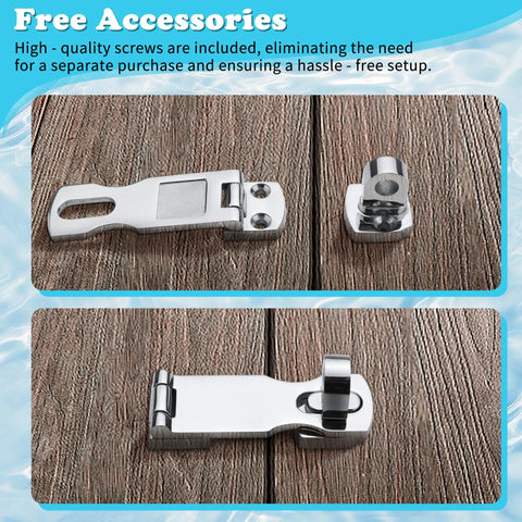 Marine Grade Door Hasp Anti Rattle Boat Latches With Turning Padlock Eye Mount 316 Stainless Steel Heavy Duty Pack Of 2 on wood surface
