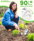 Woman using 6 In 1 Soil Tester With Three Probes For Moisture, PH, Fertility, Sunlight, Temperature And Humidity in garden