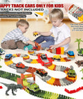 Kids playing with Glow In The Dark Car Track Cars 3 Pack With LED Lights Replacement Track Cars For Kids on a colorful track.