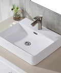 Wall Mount Bathroom Sink, Small White Rectangular Ceramic Vessel Sink For Modern Baths, 20 By 17 Inch, Floating Or Countertop Install