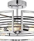 Industrial Chrome Three Light Semi Flush Ceiling Fixture With Drum Downlight for dining room modern interiors